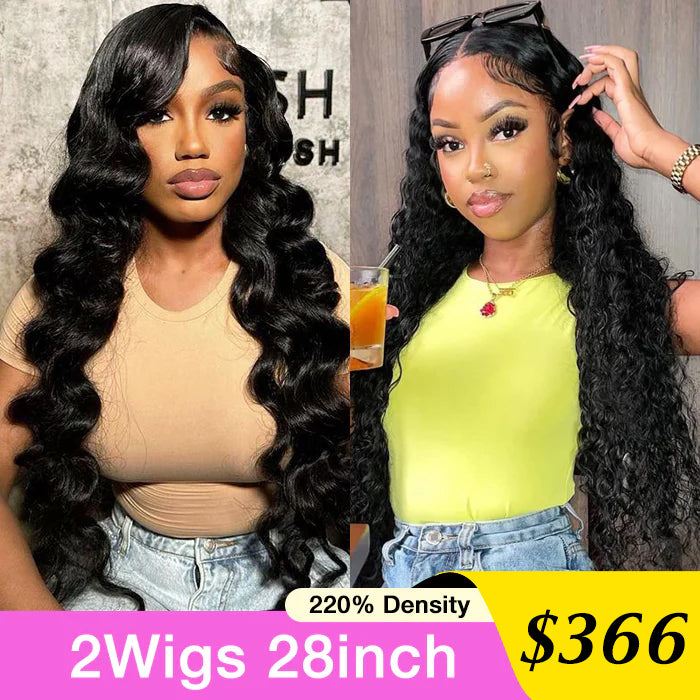 2Wigs 28inch] Loose Body Wave & Deep Wave Big Parting HD  display picture 1