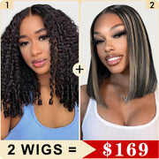 2 Wigs Set | New In Burmese Curly 5x5 HD Lace Wig & M1b/27 Blonde Highlight Lace Human Hair Wig