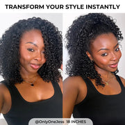 3 IN 1 Half Wig Kinky Curly Style Flip Over Quick Weave Glueless Install 100% Natural Hairline 220% Density