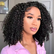 3 IN 1 Half Wig Kinky Curly Style Draw-strings Half Wig Invisible Hairline Flip Over Wig 220% Density
