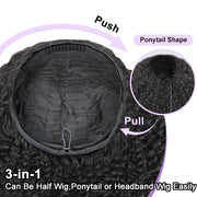 Kinky Curly Half Wig With Drawstring Glueless Wear Go 3 in 1 Wig Beginner Friendly