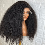 300% Density Kinky Curly Glueless Wigs Pre Plucked Hairline 13x4 HD Lace Front Human Hair Wigs