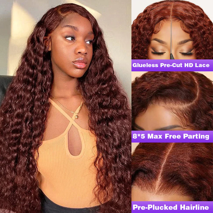 2Wigs = $189 | 8x5 Reddish Brown Water Wave Wig + 8x5 Glueless Water Wave Wig