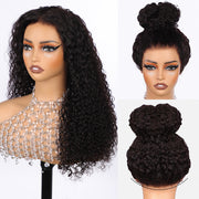 Invisible String Snug Fit 360 Curly Wig Pre Bleached 360 Full Lace Frontal Glueless Wig