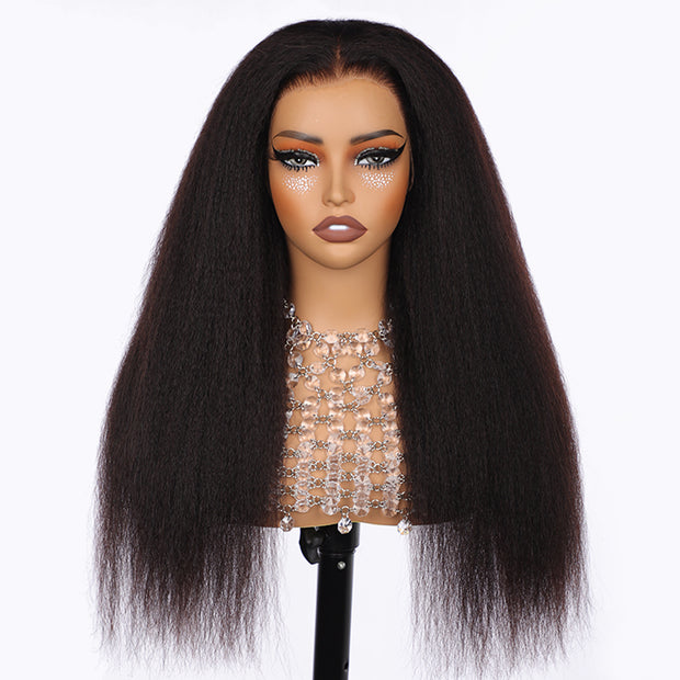 Glueless Wigs Human Hair Kinky Straight Pre Cut 4x4 5x5 8x5 HD Lace Closure Wigs for Beginners