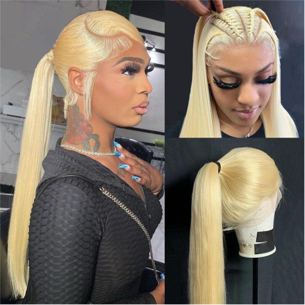613 Blonde 360 HD Lace Front Human Hair Wigs Pre Plucked Straight Human Hair