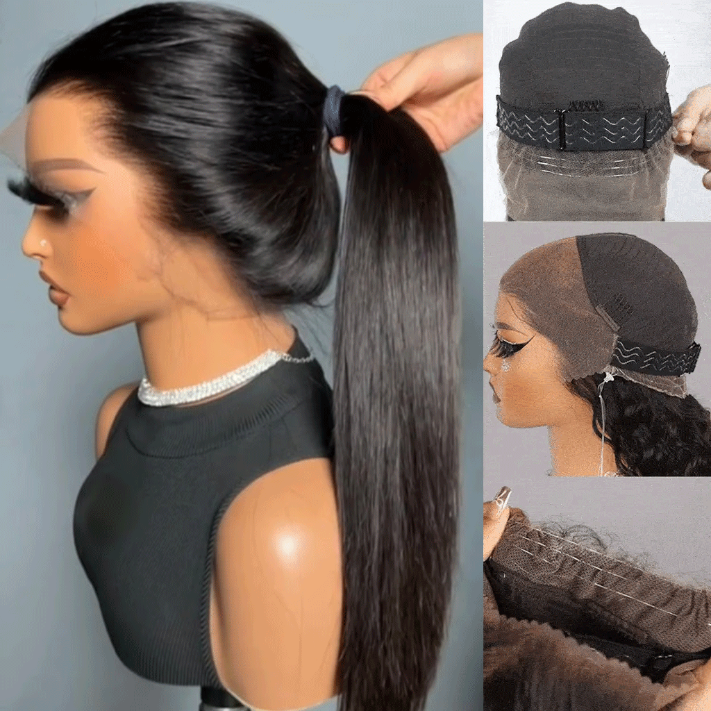 360 HD Lace Wig Wear Go Pre-Bleached Straight Human Hair Glueless Wigs Pre-Plucked Lace Front Wig