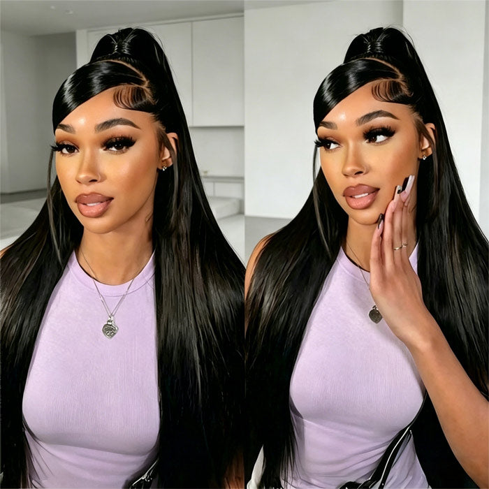 Invisi-String Straight 360 HD Lace Wig Human Hair Snug Fit Glueless Wig Pre Bleached Knots Lace Parting Anywhere