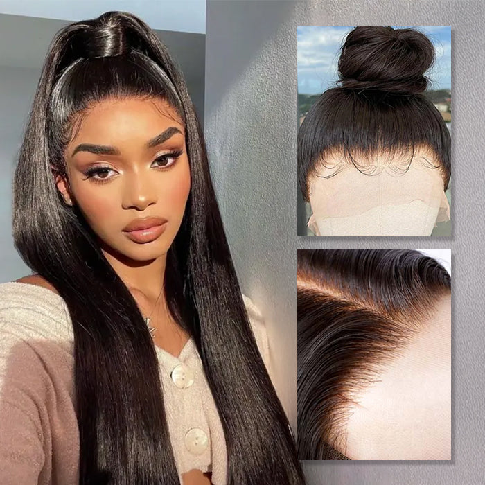 360 HD Lace Wig Wear Go Pre-Bleached Straight Human Hair Glueless Wigs Pre-Plucked Lace Front Wig