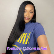 Hermosa Pre Bleached Knots Silky Straight Human Hair Wig Invisible HD Lace Front Wig