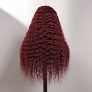 Flash Sale-99J Burgundy Deep Wave Human Hair Wigs 4x4 HD Lace Closure Wigs