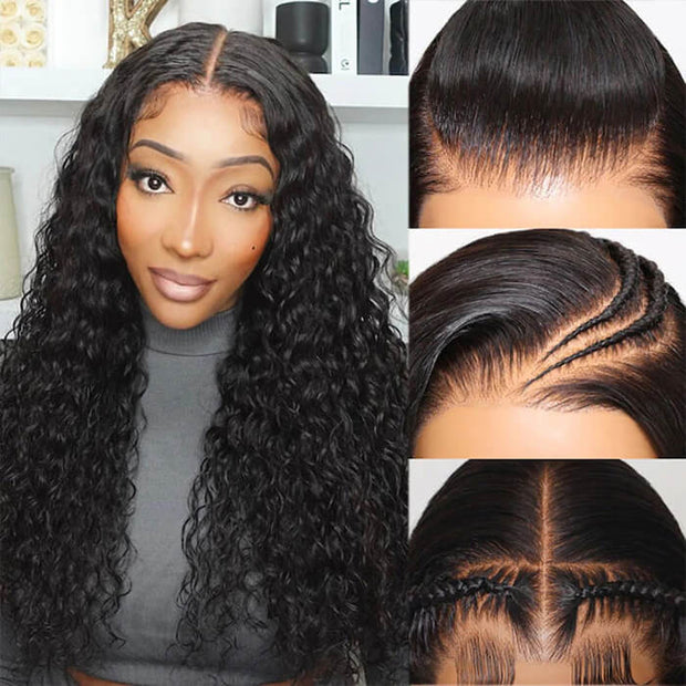 [2Wigs 26inch] Water Wave & Silky Straight Pre Cut & Pre Plucked & Bleached Ready to Go Wigs