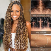 Glueless Pull Go Drawstring 13x6 HD Lace Frontal Colored Boho Braided Wigs for Black Women