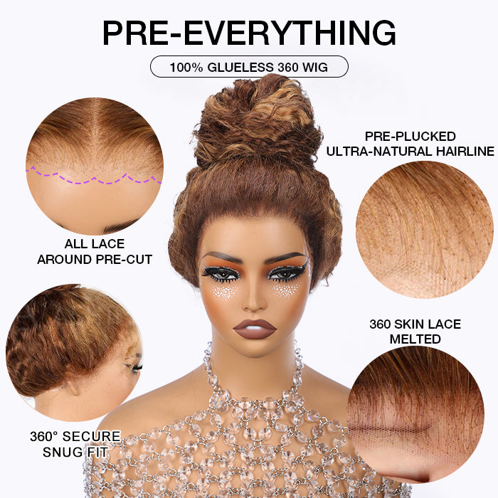 4/27 Highlight Brown Straight Wig 13x4 13x6 HD Lace Front