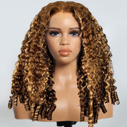 Burmese Curly with Finger Coil Ends Glueless 13x4 HD Lace Frontal Human Hair Wigs with Elastic Drawstring Friendly To All Heads