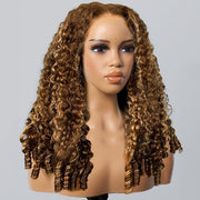 Burmese Curly with Finger Coil Ends Glueless 13x4 HD Lace Frontal Human Hair Wigs with Elastic Drawstring Friendly To All Heads