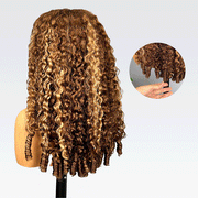 Burmese Curly with Finger Coil Ends Glueless 13x4 HD Lace Frontal Human Hair Wigs with Elastic Drawstring Friendly To All Heads