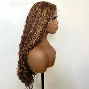 Ombre Blonde Brown #4/27 Color 4C Curly Edges Invisible HD Lace Front Wig With Curly Baby Hair Natural Realistic Hairline Glueless Wig