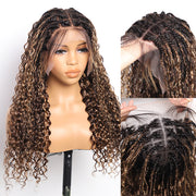 Glueless Pull Go Drawstring 13x6 HD Lace Frontal Colored Boho Braided Wigs for Black Women