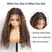 Glueless Pull Go Drawstring 13x6 HD Lace Frontal Colored Boho Braided Wigs for Black Women