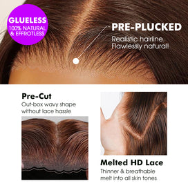 #4 Chocolate Brown 13x4 HD Lace Front Wigs Human Hair Wigs For Women Pre Plucked 220% Density