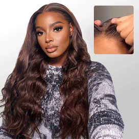 #4 Chocolate Brown 13x4 HD Lace Front Wigs Human Hair Wigs For Women Pre Plucked 220% Density