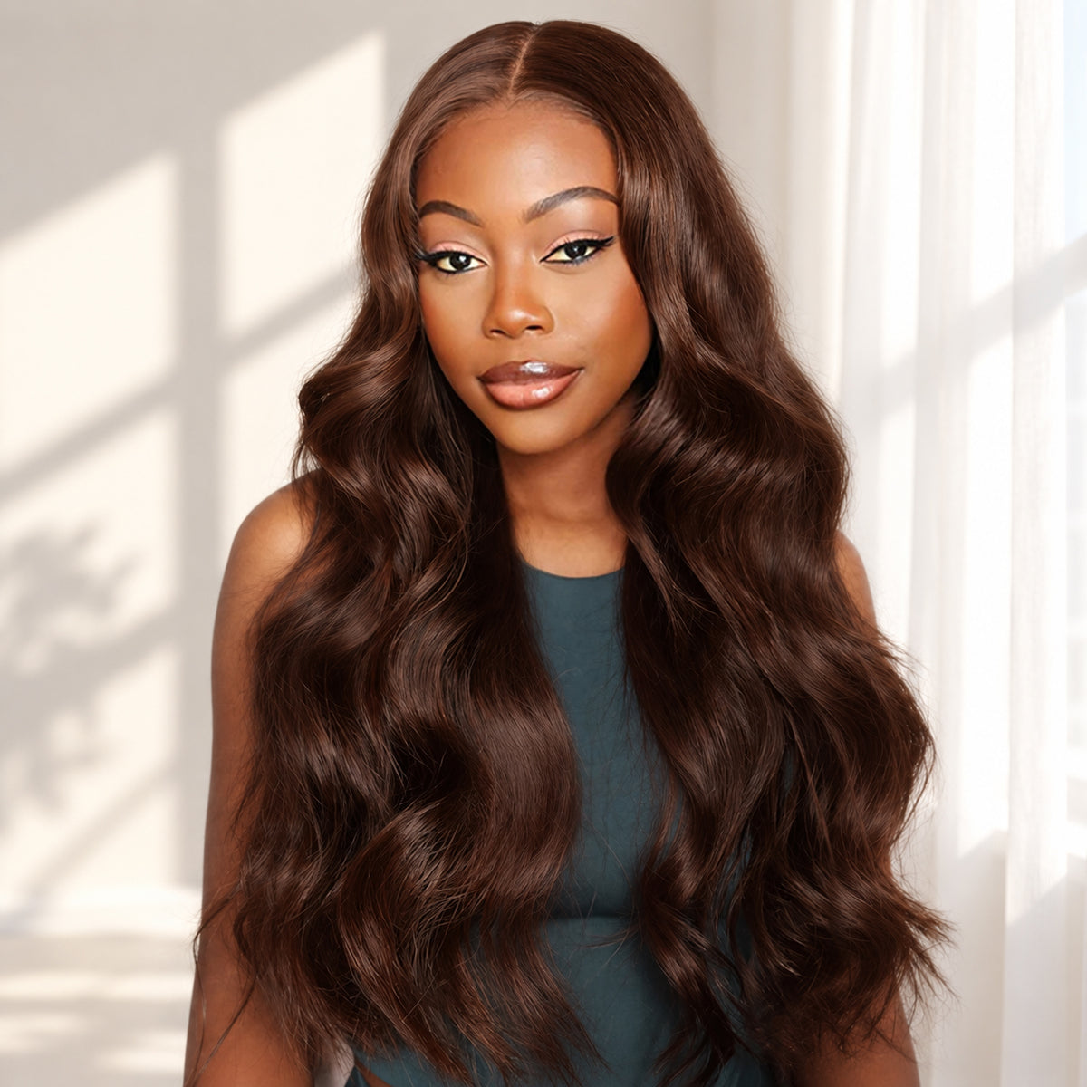 Chocolate Brown Color Glueless Body Wave Wig Pre Cut 8x5 HD Lace Human Hair Wigs For Women