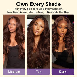 #4 Chocolate Brown 13x4 HD Lace Front Wigs Human Hair Wigs For Women Pre Plucked 220% Density