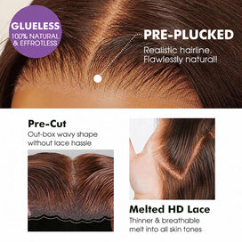 #4 Chocolate Brown 13x4 HD Lace Front Wigs Human Hair Wigs For Women Pre Plucked 220% Density