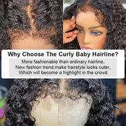 4C Edges Lace Front Bob Wig Glueless Curly Human Hair Wig with Pre Plucked Hairline