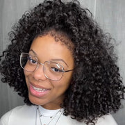 4C Edges Lace Front Bob Wig Glueless Curly Human Hair Wig with Pre Plucked Hairline 220% Density