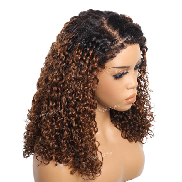 4C Edges Hairline Glueless Lace Front Wig High Quality Ombre Black Brown HD Lace Human Hair Wigs For Women