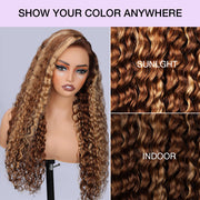 Highlight Water Wave Lace Frontal Human Hair Wigs #4/27 Color Brazilian Pre-plucked Lace Wig