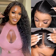 13x6 Full Lace Frontal Water Wave Wig Pre Bleached Glueless Lace Human Hair Wigs Super Secure