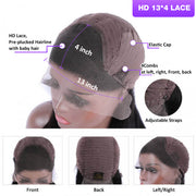 #4 Brown Wig Straight & Body Wave Natural Human Hair Wig Colored Lace Front Wigs