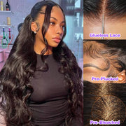 Full 13x6 Lace Frontal Wig Transparent HD Lace Wig Body Wave Human Hair Wigs with Pre Bleached Knots