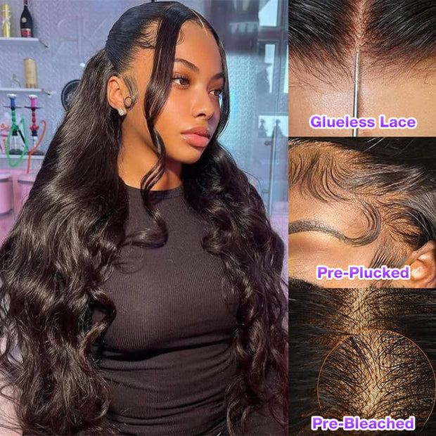 13x6 Full Invisible Hd Transparent Lace Body Wave Front Wigs Pre Bleached Knots Plucked Hairline