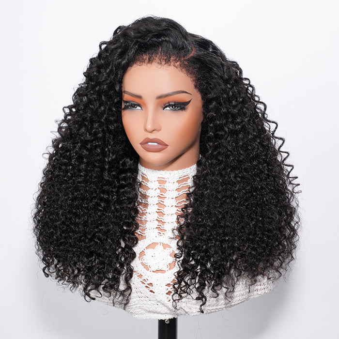 Realistic 4C Edges Curly Wig Glueless 13×4 360 HD Lace Frontal Human Hair Wigs 220% Density
