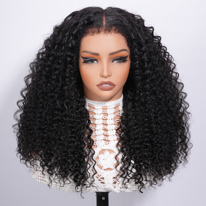 Affordable 4C Edges Curly Lace Front Wigs Pre-everything Glueless HD Lace Wig Flexi-Fit Drawstring Cap