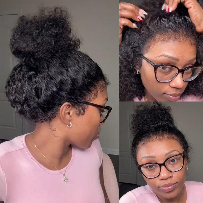 Affordable 4C Edges Curly Lace Front Wigs Pre-everything Glueless HD Lace Wig Flexi-Fit Drawstring Cap