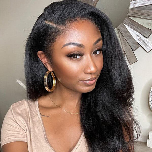 Glueless 4C Edge Hairline Wigs Silky Straight 13x4 13x6 HD Lace Front Wig with Kinky Edges Realistic Natural Hairline