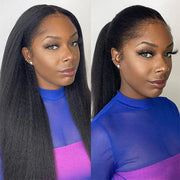 360 Lace Kinky Straight HD Wigs With Kinky Edges Hairline 100% Human Hair Wigs 180% Density