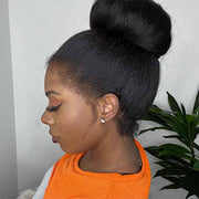 Kinky Straight Invisi Strap Snug Fit 360 Transparent Lace Frontal Bleached Knots Pre Cut Lace Wig