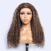 4C Curly Edges Hairline Wig 4/27 Highlight Color 13x6 Full HD Lace Glueless Human Hair Curly Wigs