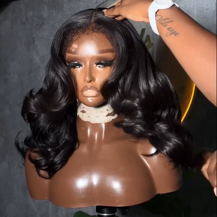 4C Kinky Edges Hairline Bouncy Wave Wigs Pre Cut 8x5 HD Lace Human Hair Glueless Wig Super Realistic Natural