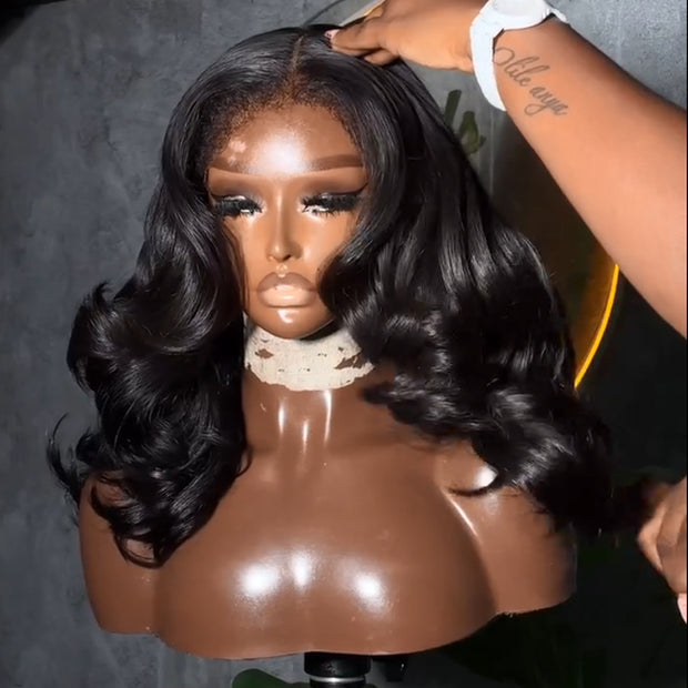 4C Kinky Edges Hairline Bouncy Wave Wigs Pre Cut 8x5 HD Lace Human Hair Glueless Wig Super Realistic Natural
