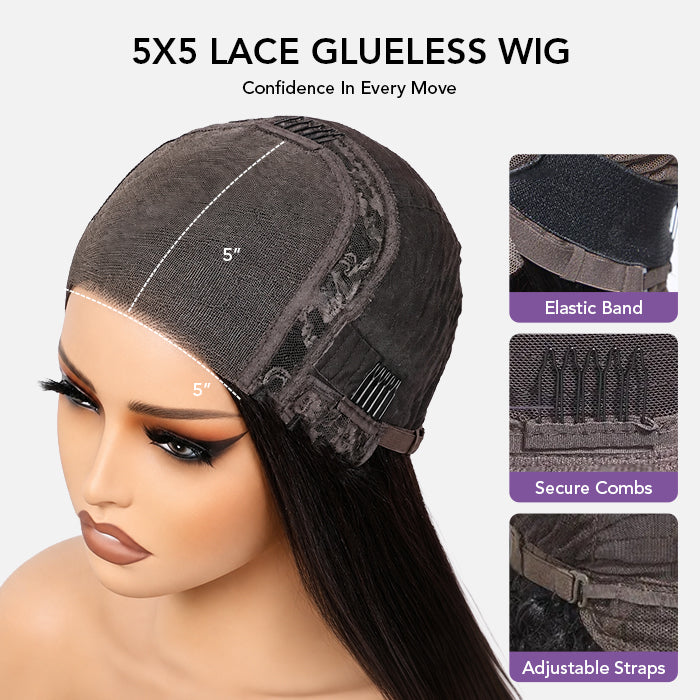 99J Burgundy Color Glueless 5x5 HD Lace Closure Wigs Human Hair 180% Density