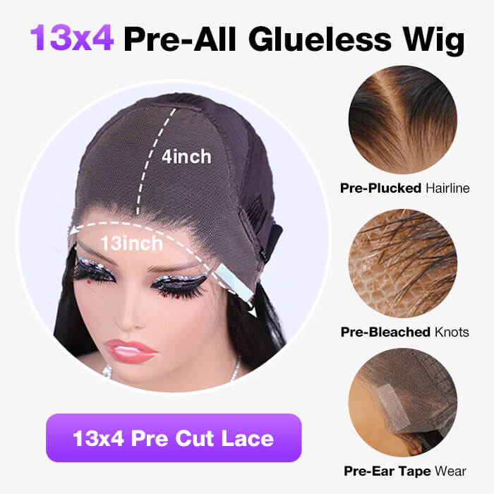 Ear To Ear 13x4 HD Lace Front Straight Wig Pre Cut & Plucked & Bleached Real Glueless Wig