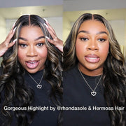 Blonde Mix Black Glueless Highlight Wig 13x4 Pre Cut HD Lace Frontal Ready To Wear Wig