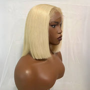 4C Edges Hairline Blonde 613 Silky Straight Glueless Ready To Wear Pre-Cut Lace Bob Wigs 220% Density